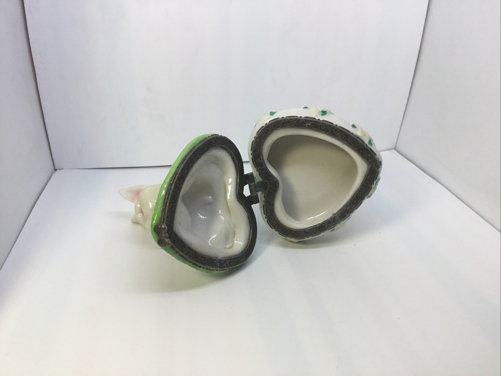 Easter Heart Shaped Bunny Trinket Box