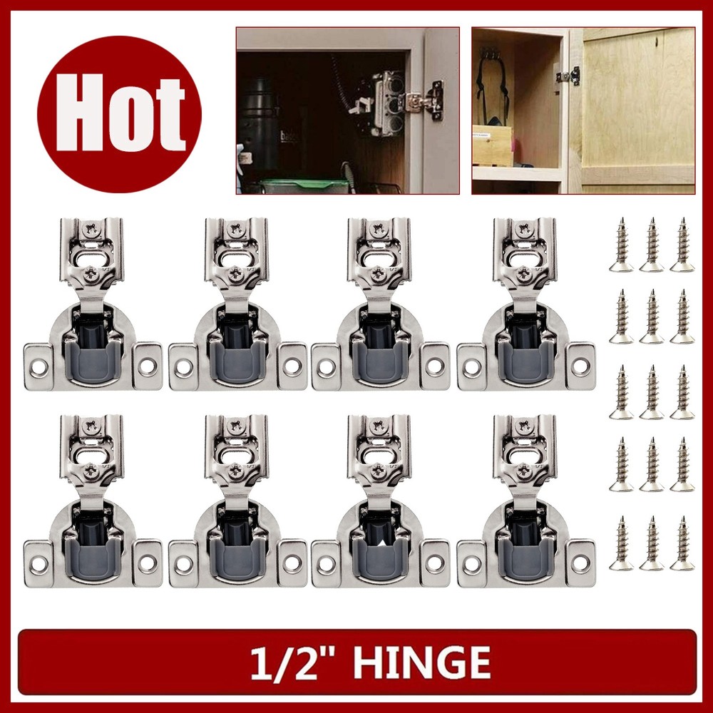 10 Pack 1/2" Overlay Soft Close Face Frame 105° Compact Cabinet Hinges Handware