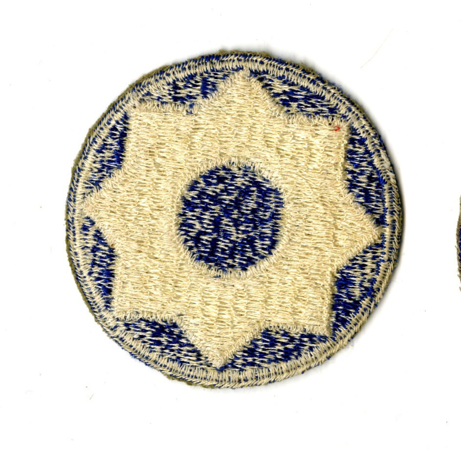8th Service Command White Back Patch WWII Vintage Southern States