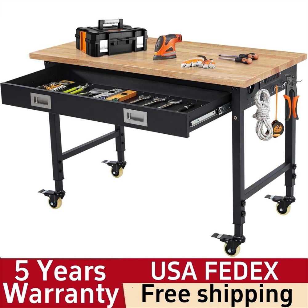 ☑️✅48" Adjustable Workbench for Garage Worktable with Drawer 2000 LBs Load Capac