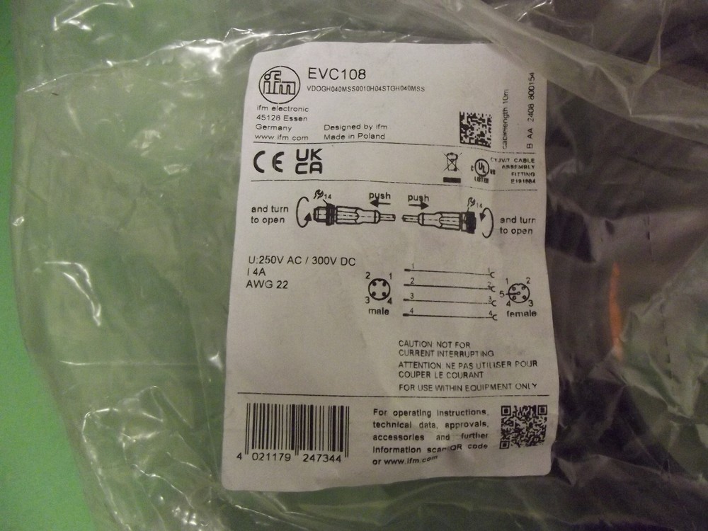 IFM EVC108 CABLE M12 Connection 10m