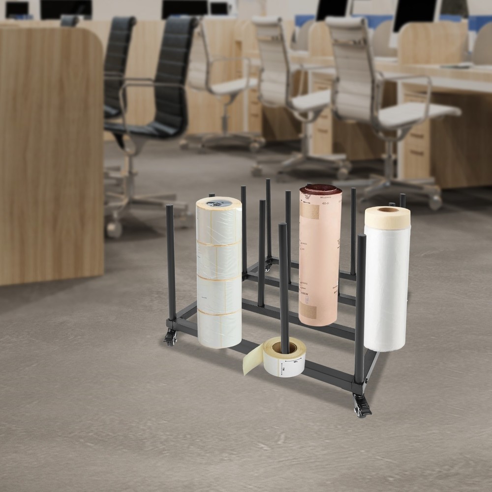 Mobile File Roll Organizer with 16 Rods for Efficient Storage