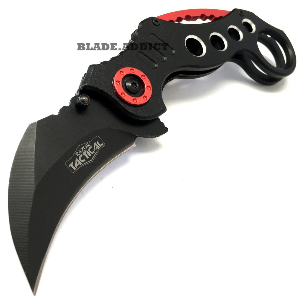 8" Tactical Spring Assisted Open Karambit Pocket Knife Folding Claw Combat EDC