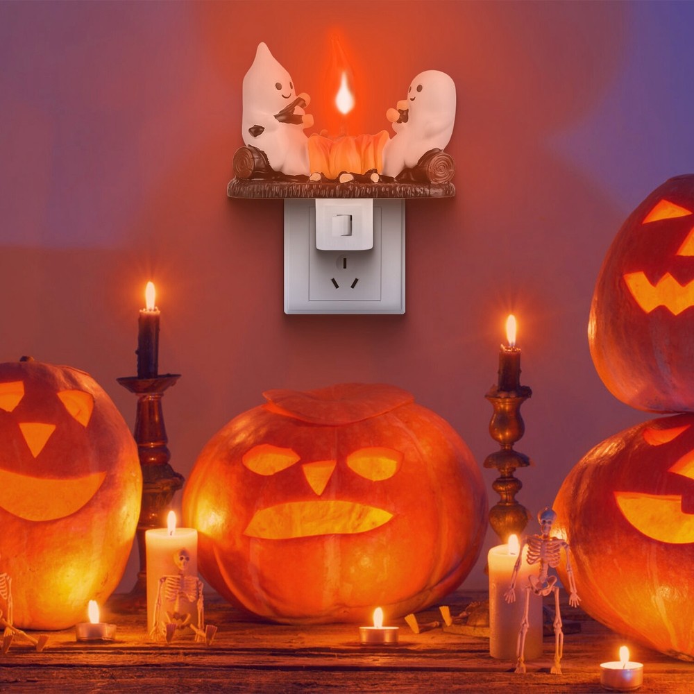 2Pcs Ghost Campfire Flickering Flame Night Light Set for Bedroom Decoration
