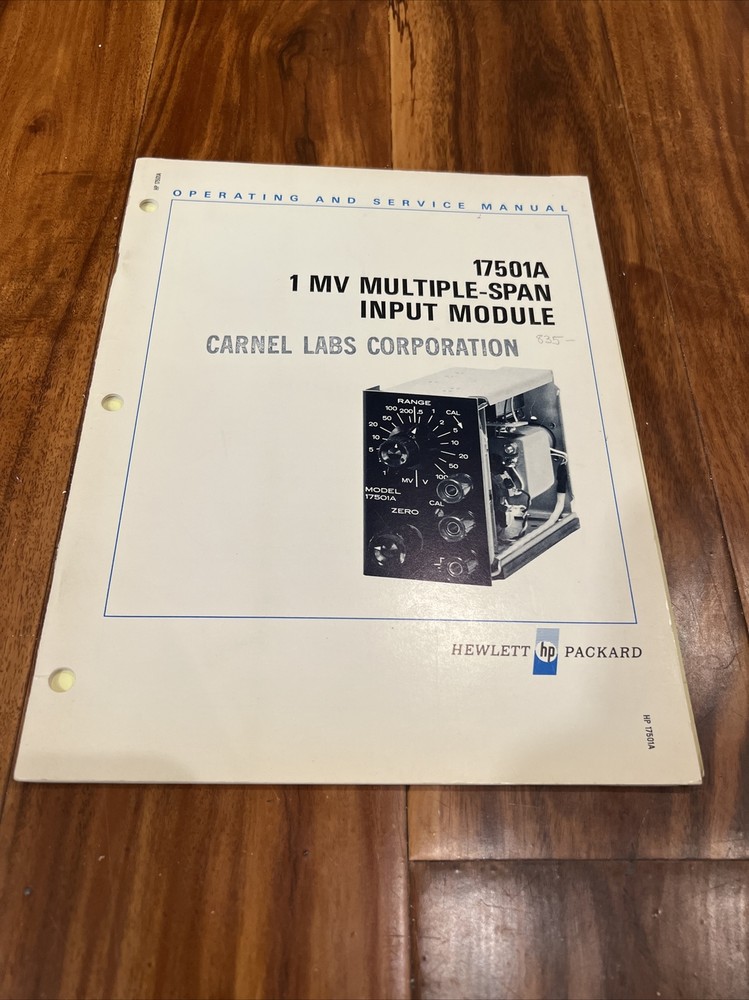 HP 17501A ~ 1 MV Multiple-Span Input Module ~ Operating & Service Manual