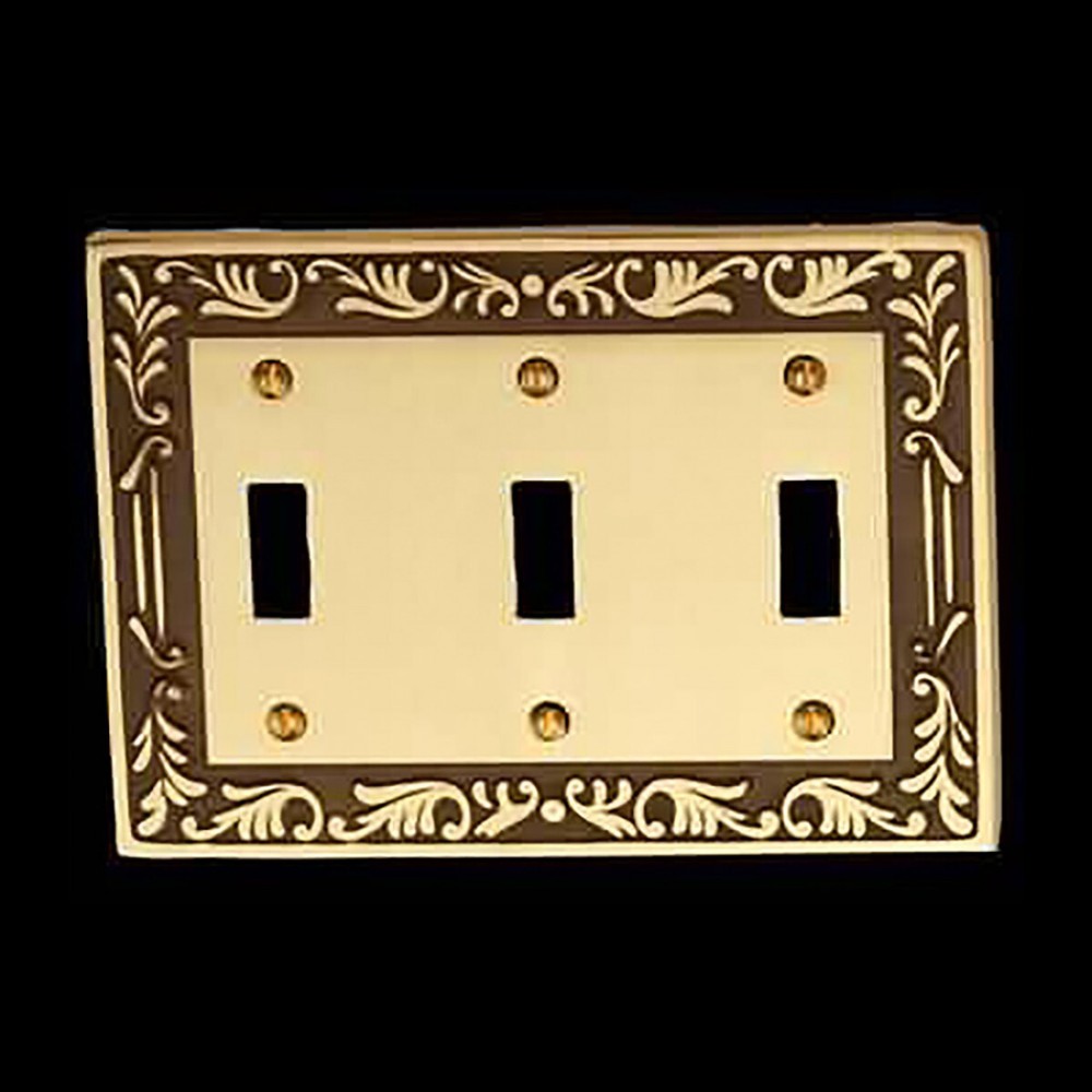 Victorian Switch Plate Triple Toggle Antique Solid Brass Renovators Supply