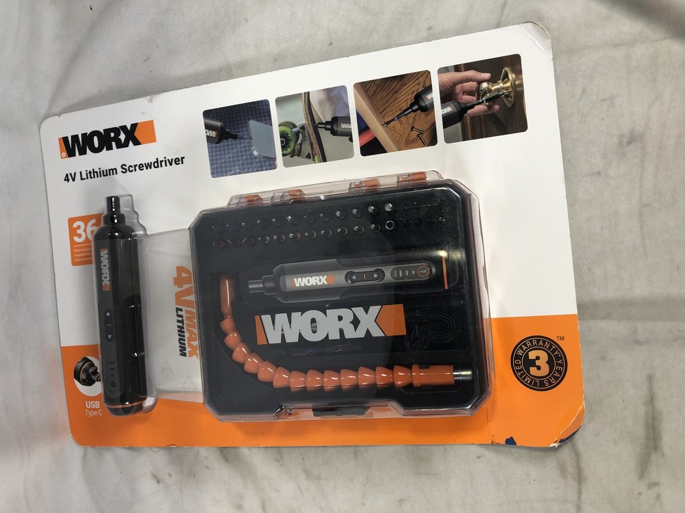 WORX 4V Lithium Screwdriver 36pc Accessory Kit USB-C