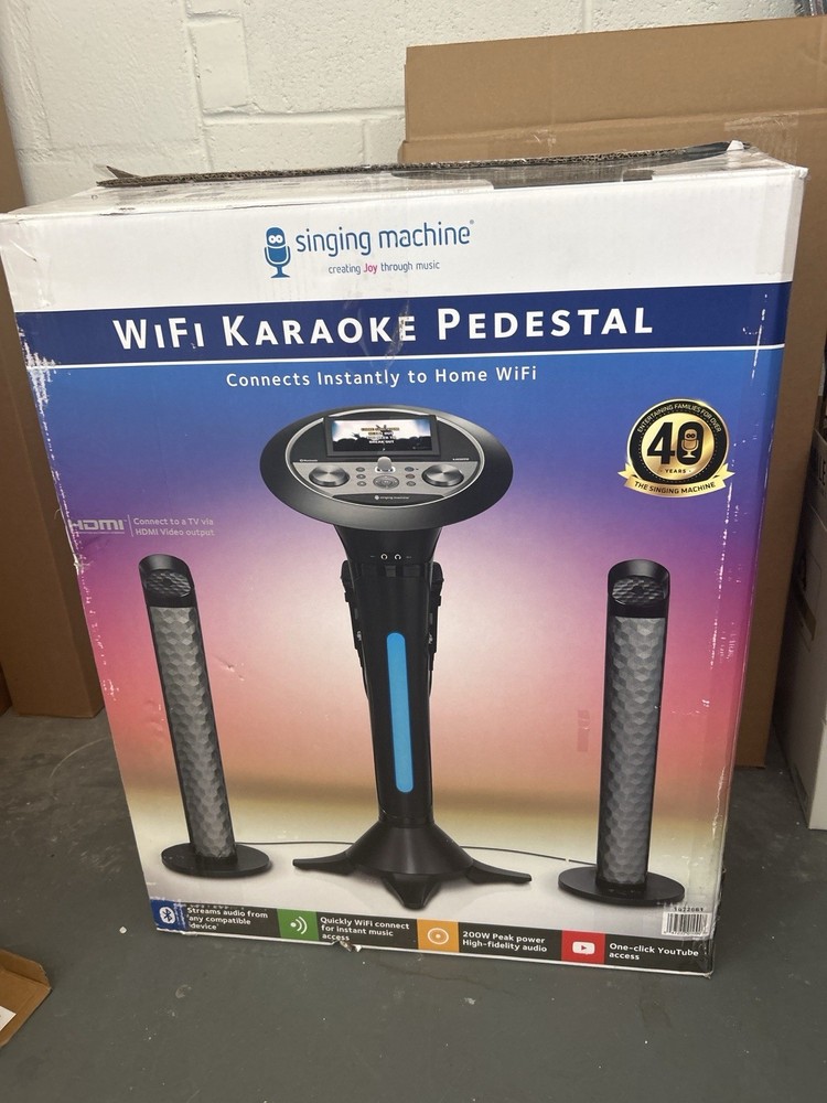 Premium Wi-Fi Karaoke System 7'' Touchscreen Singing Machine - Two Mics Complete