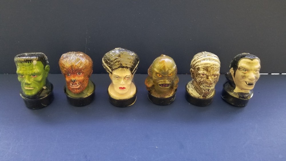 6 UNIVERSAL MONSTERS TEA CANDLES DRACULA WOLFMAN CREATURE FRANKENSTEIN DISPLAY