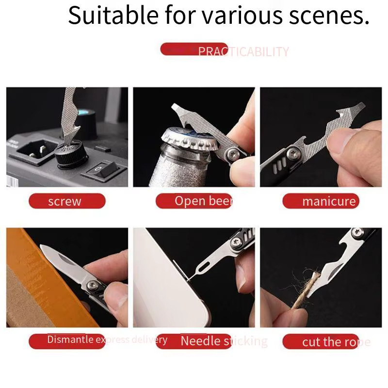Multi Function Keychain Utility Tool SIM Eject Pin Bottle Opener Portable