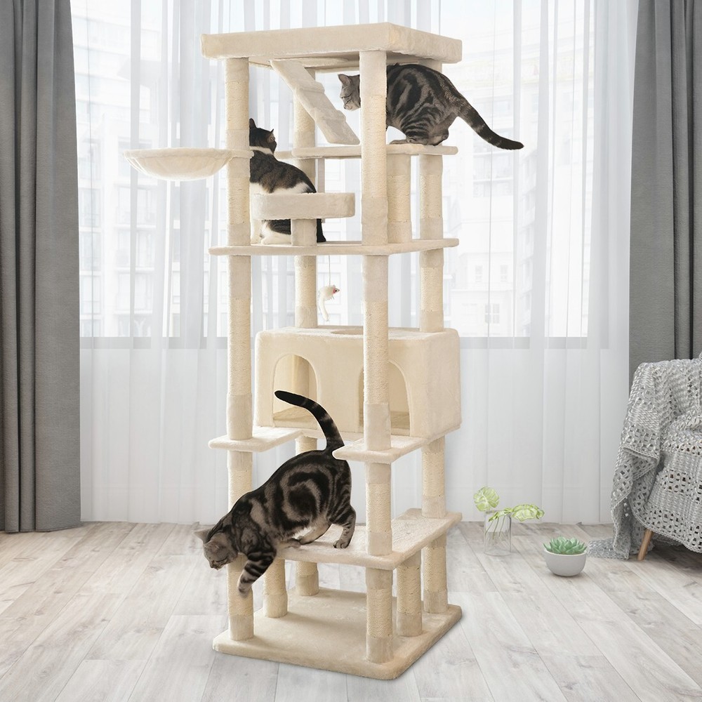 74.8'' Extra large Cat Tree Cat Tower Activity Center with Scratching Post Condo