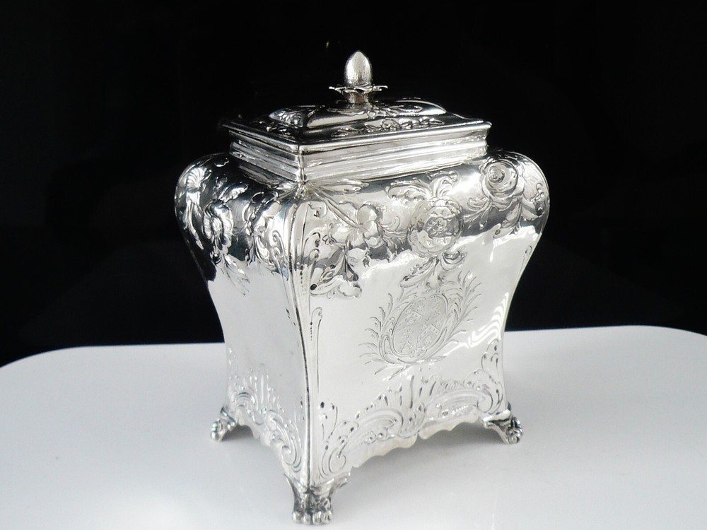 Antique Sterling Silver Bombe Shape Tea Caddy, Daniel Smith & Robert Sharp 1765