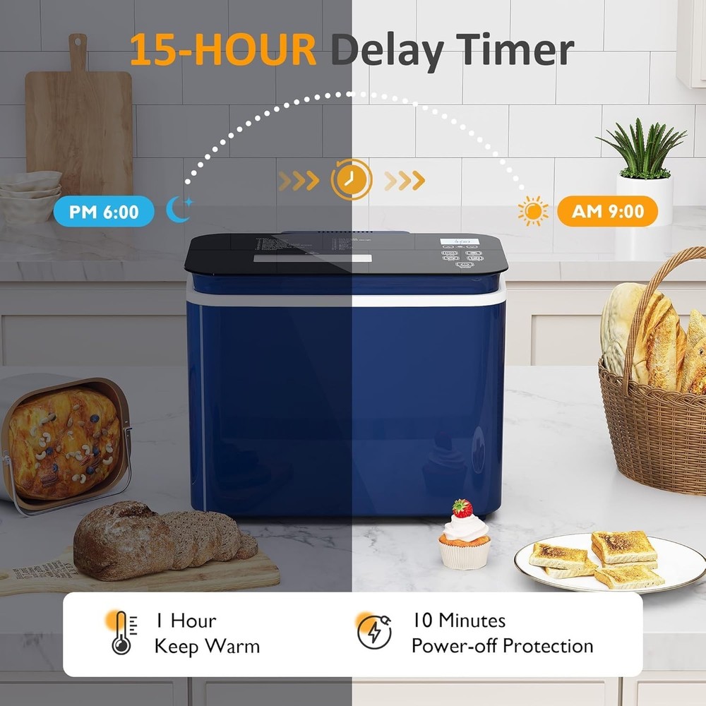 21-in-1 Programmable Bread Machine 2.2LB Break Maker W/ Nonstick Pan & Digital