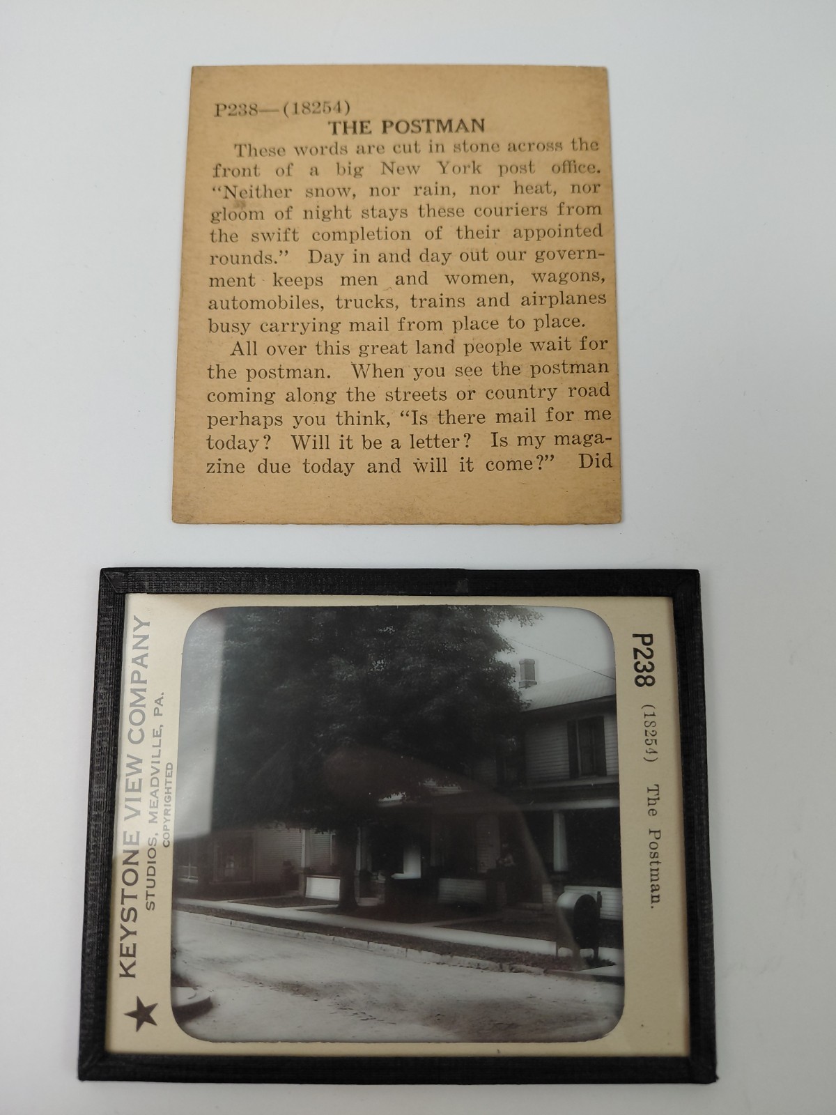 Magic Lantern Glass Slide Photo Keystone P238 The Postman Deliverinv Mail