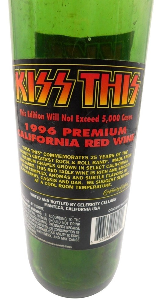 KISS This Collector Wine Bottle 1996 Edition One Celebrity Cellars EMPTY