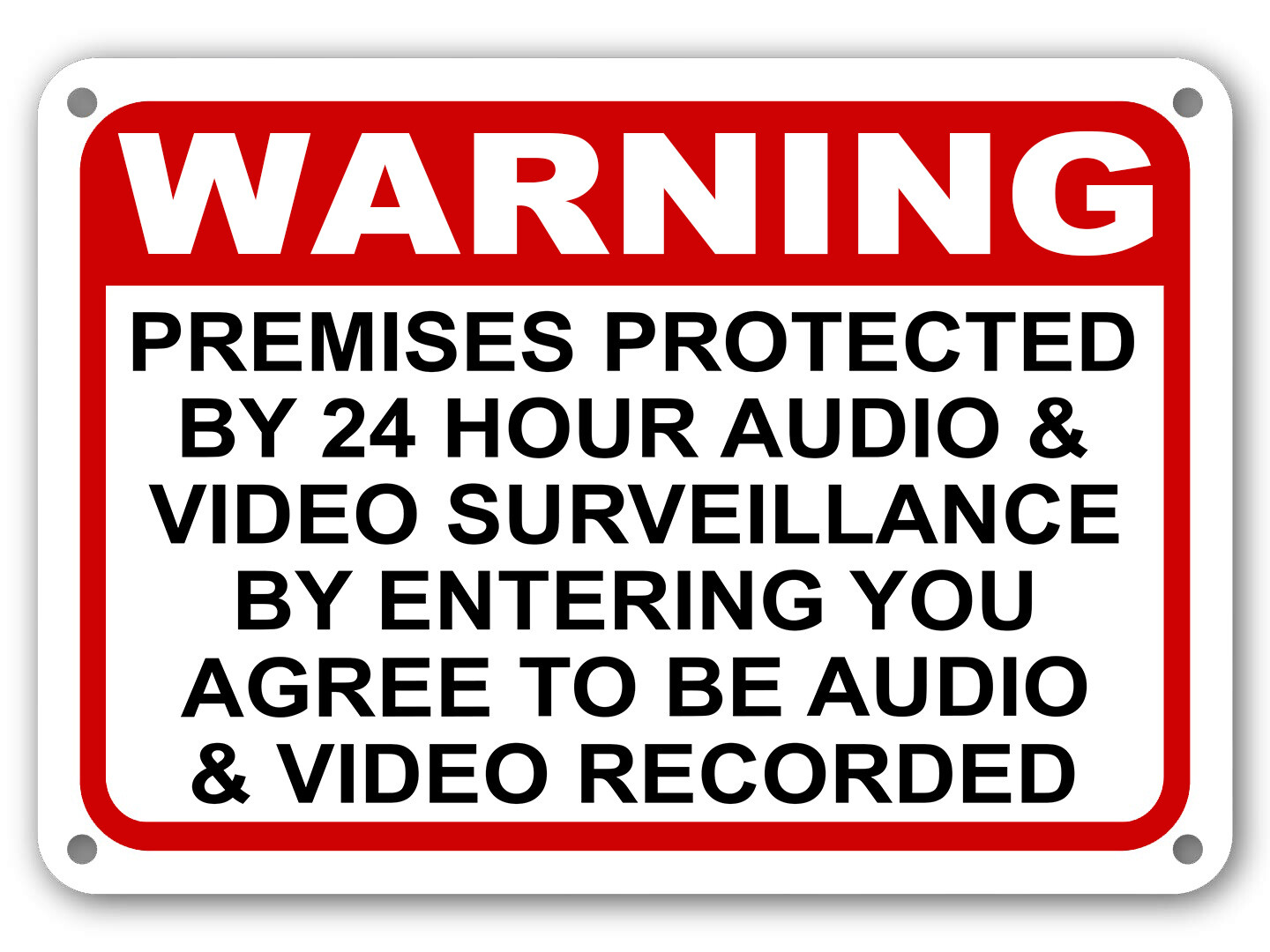 Warning Premises under 24 Hr Audio Video Surveillance home security cctv Signs