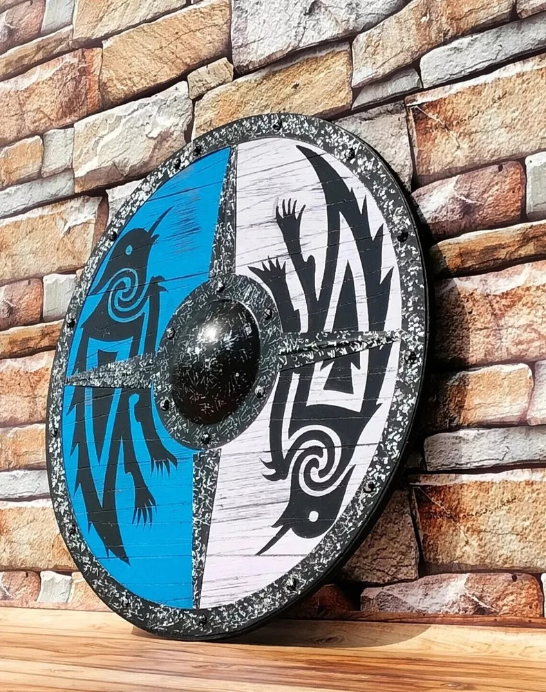 Medieval Authentic Raven Shield Battle worn Wooden Shield LARP Warrior Shield