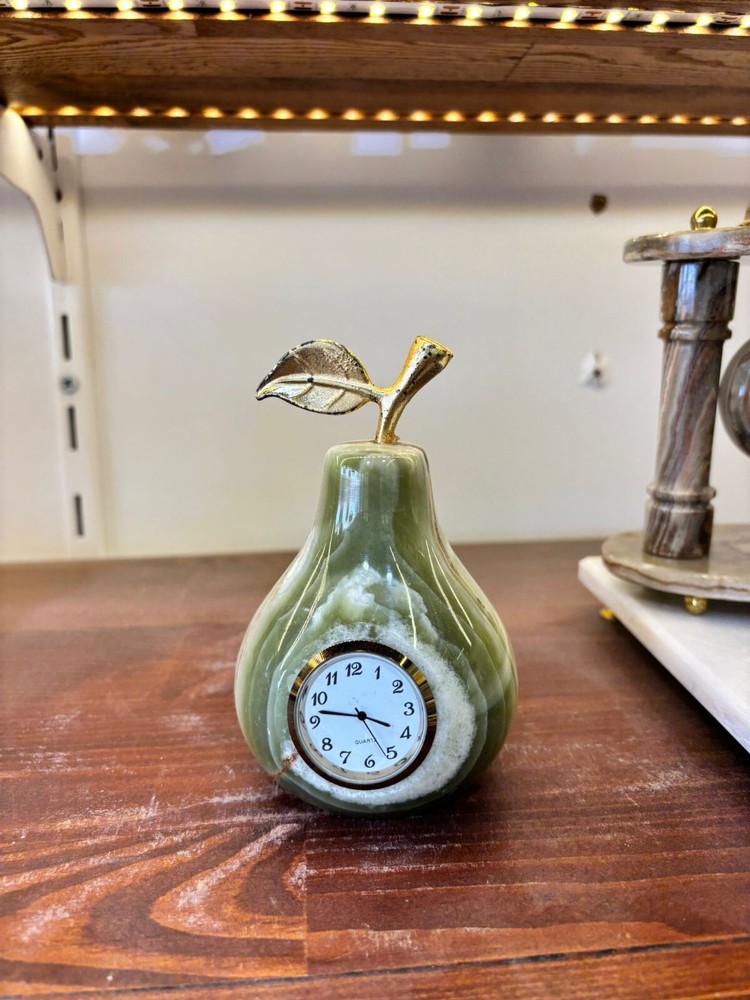 modern table clock onyx stone pear clock table clock
