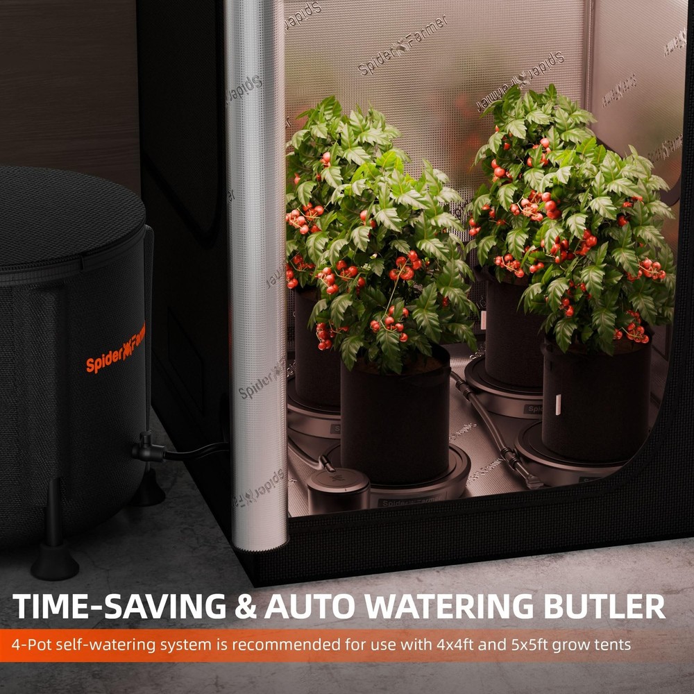 Spider Farmer Gravity-Fed Self-Watering System, 4-Pack Auto Watering System w...