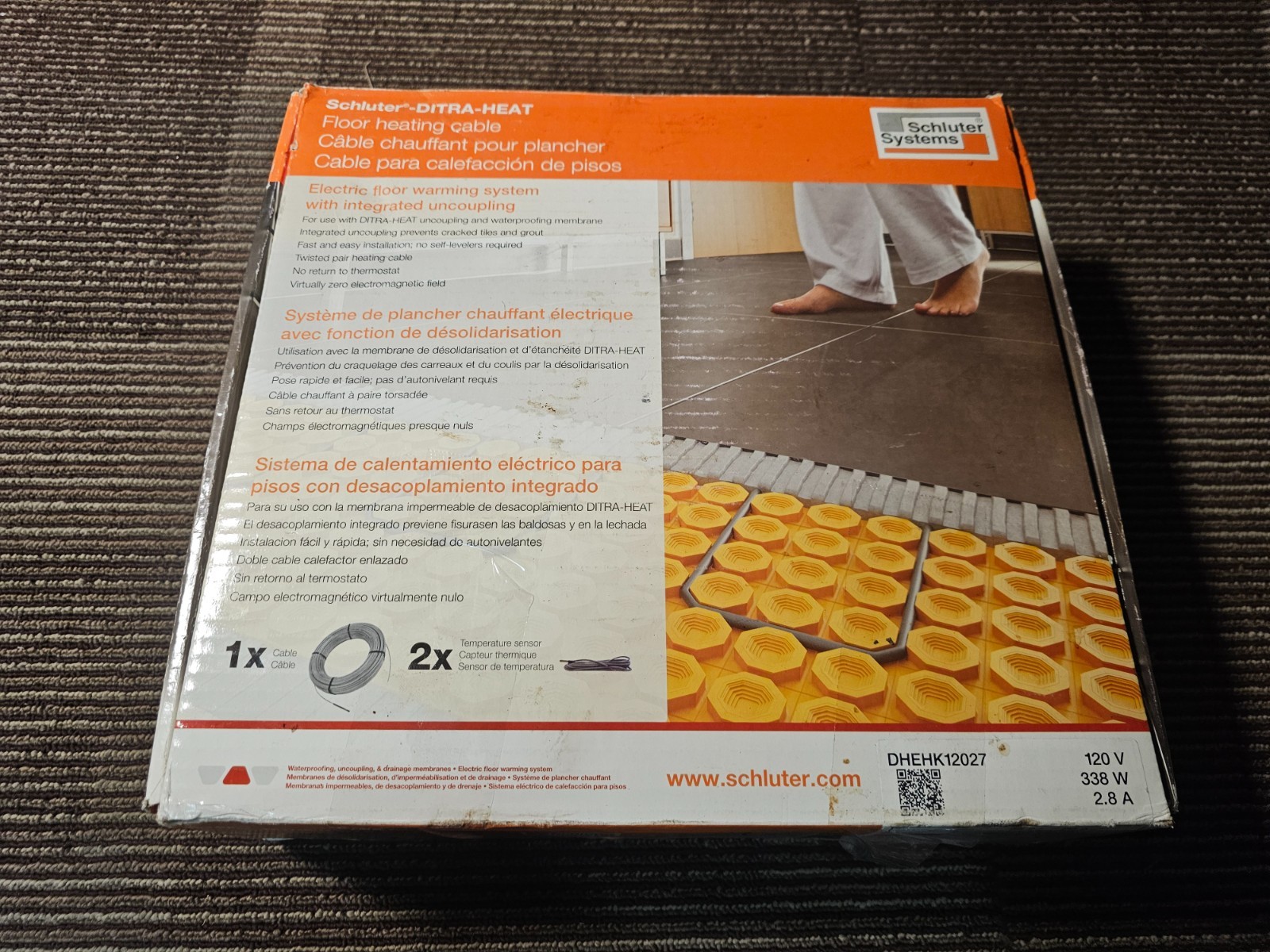 Schluter Ditra-Heat Cable, 120V - 88.2 ft (26.7 SqFt) Heating Cable - DHEHK12027