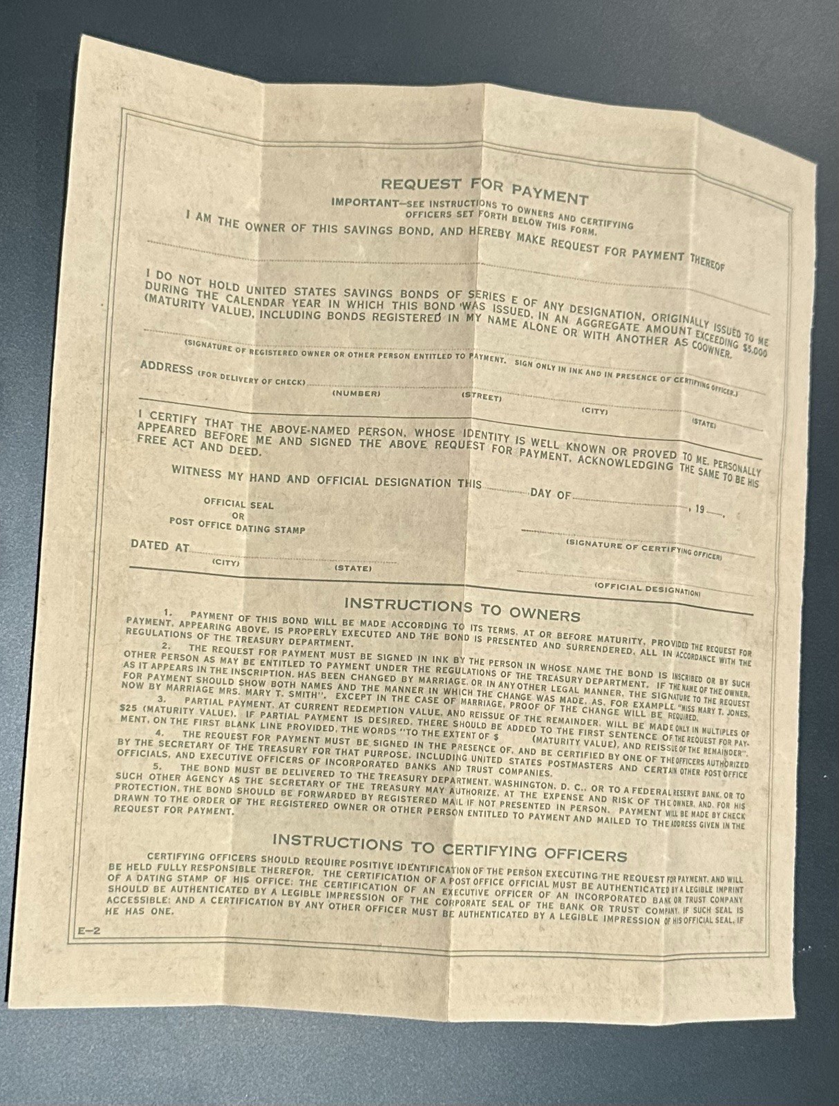 1943 US WW2 WAR Savings BOND Series E $25 Dollar denomination Printed by the BEP