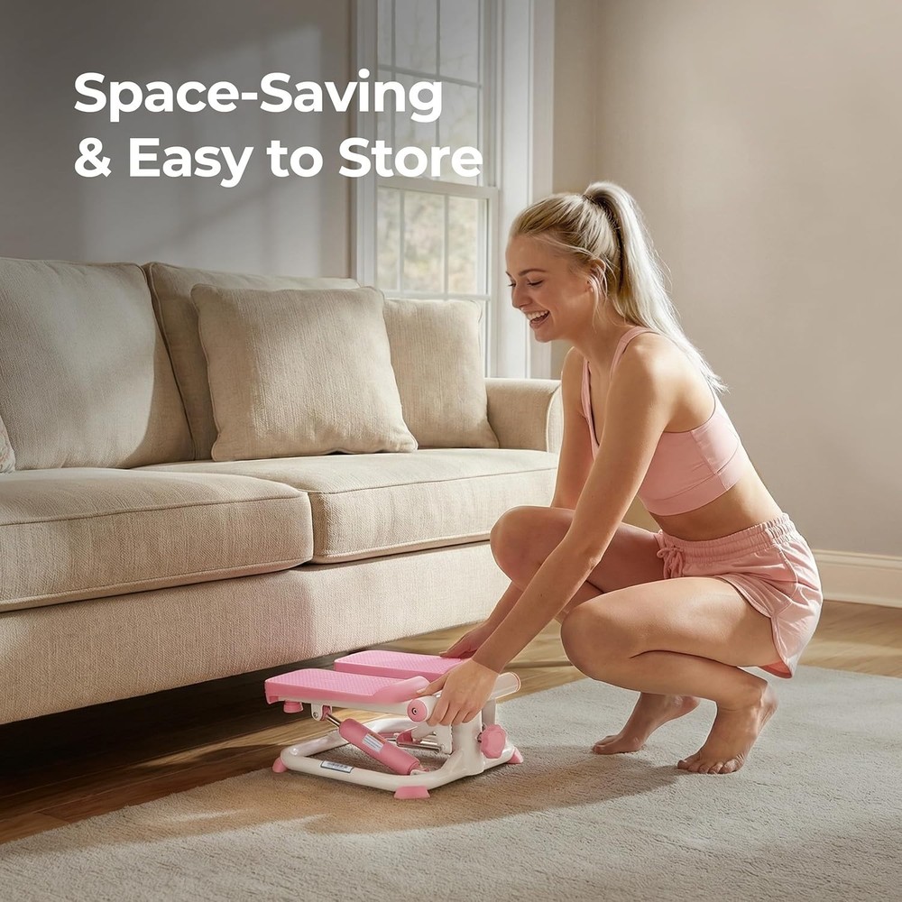 Pink Mini Step Workout Machine - Compact Cardio Equipment for Easy Home Use