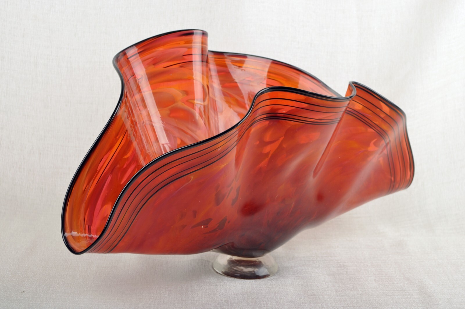 MERIDIAN STREET Art Glass Taco Shell Red/Salmon Hand Blown by John McDonald New