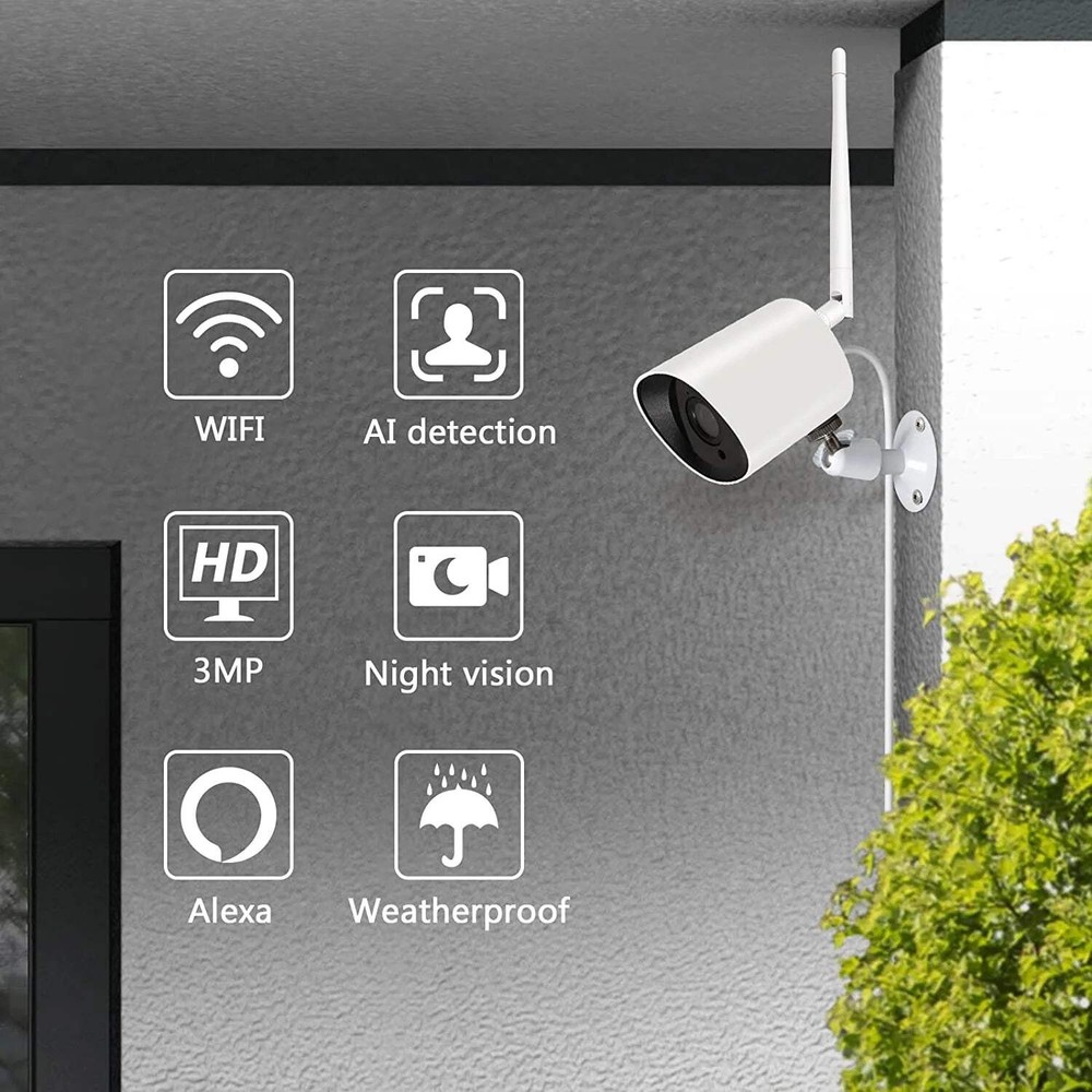 Rraycom 2K WiFi Security Camera for Outdoor 3MP Wireless Camera Night Vision