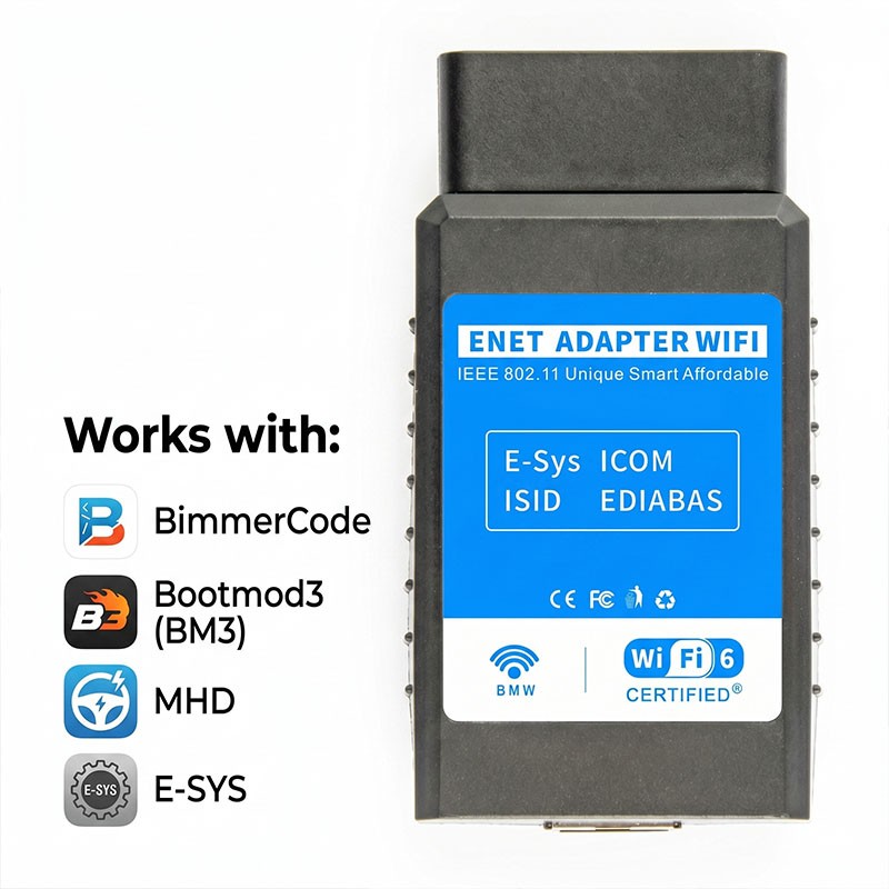 ENET WiFi Adapter for BMW BimmerCode Bootmod3 MHD Wireless OBD2 Coding Tool F/G