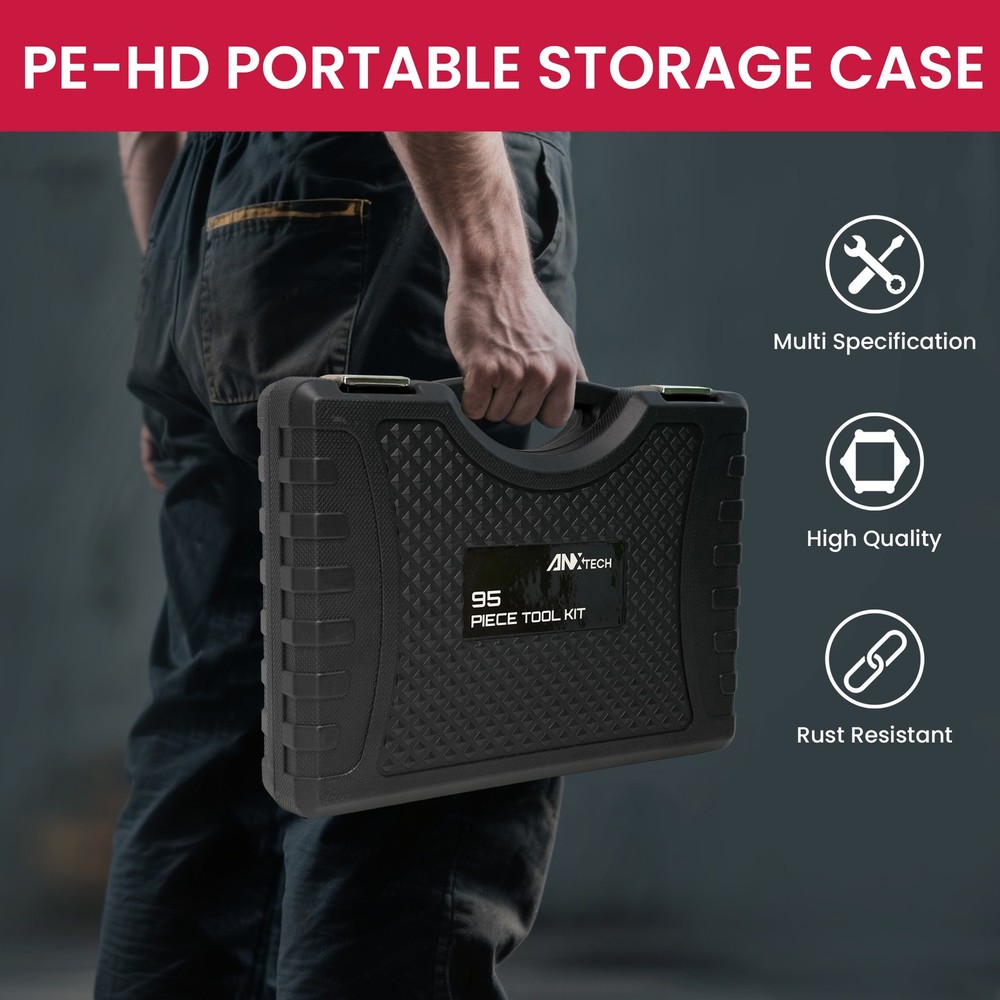 ANXTECH Socket Wrench Set 1/2" 1/4" Socket Set Mechanics Tool Set Repair Tool