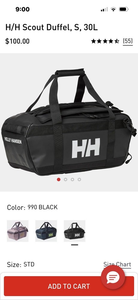 Helly Hansen Scout Duffel S 30 L Black NWT