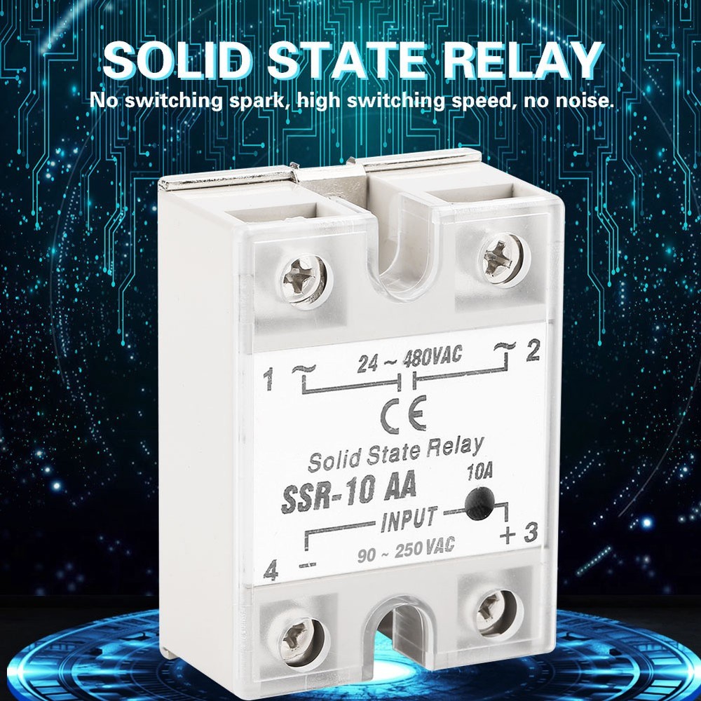10A Solid State Relay Module SSR AC-AC Input 90-250V AC Output Accessory Part