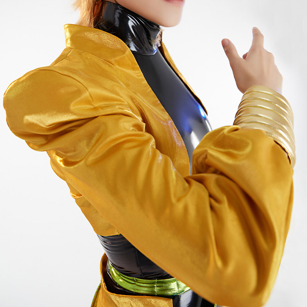 Unisex Full Set Yellow and Black Dio Cosplay Costume with Headdress and Bracers