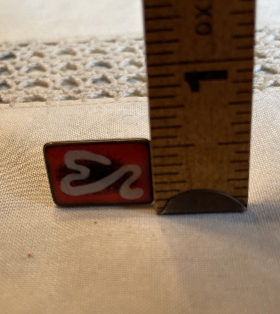 VTG Enamel Screw back Earrings Red Multi Abstract