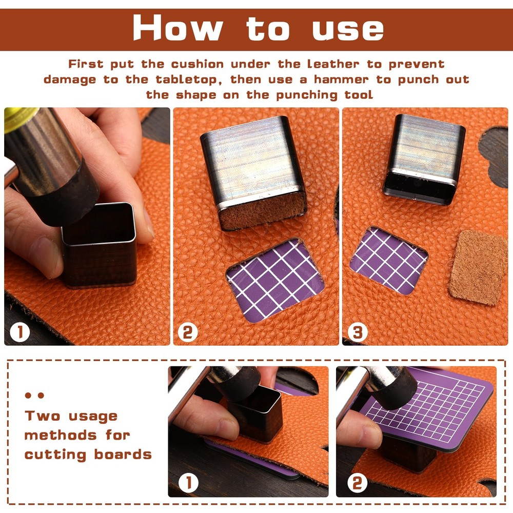 8 Pcs Leather Rectangle Shape Cutter Tool Set, Punching 8 Rectangle, 1