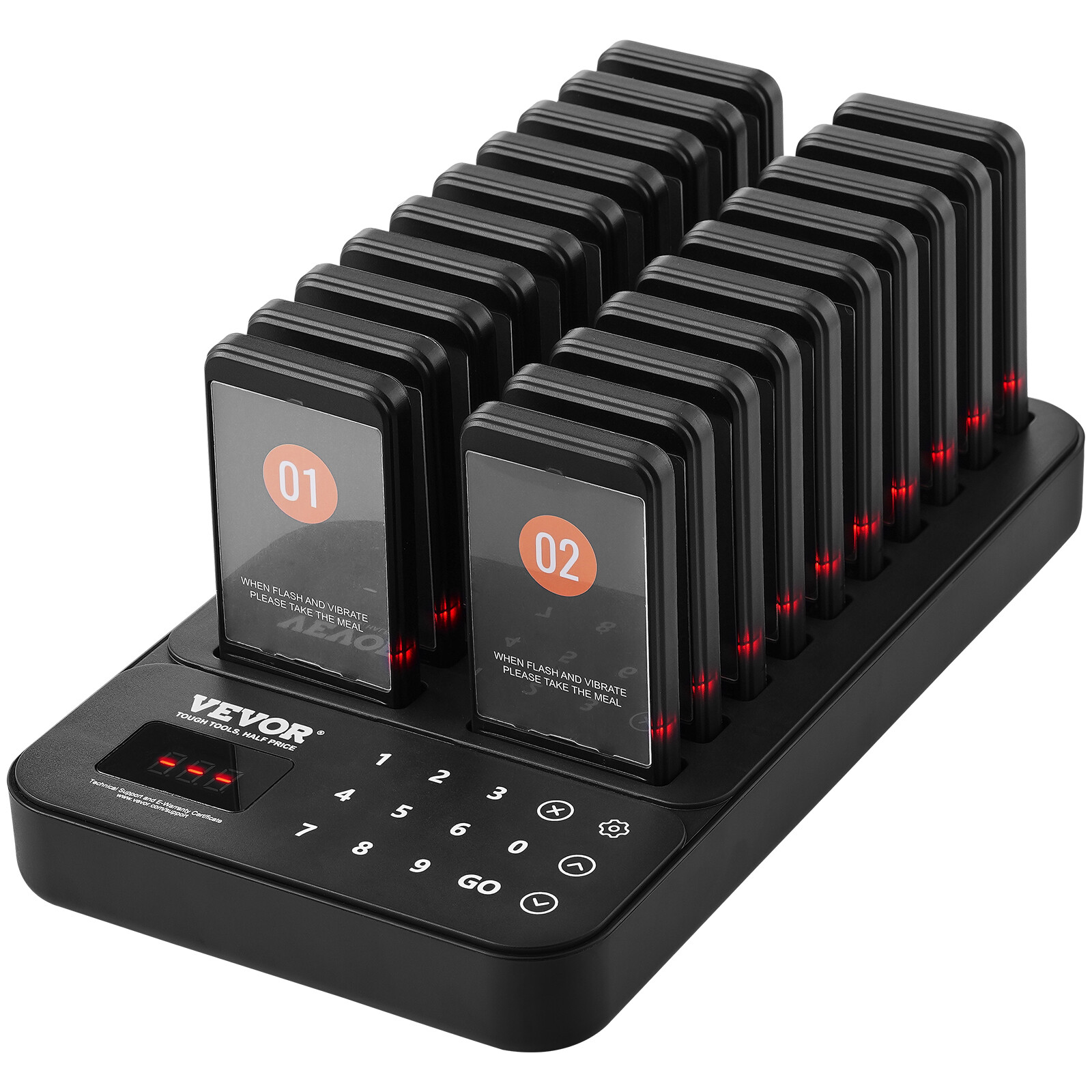 VEVOR Restaurant Coasters 20 Pagers Wireless Calling System TouchScreen Display