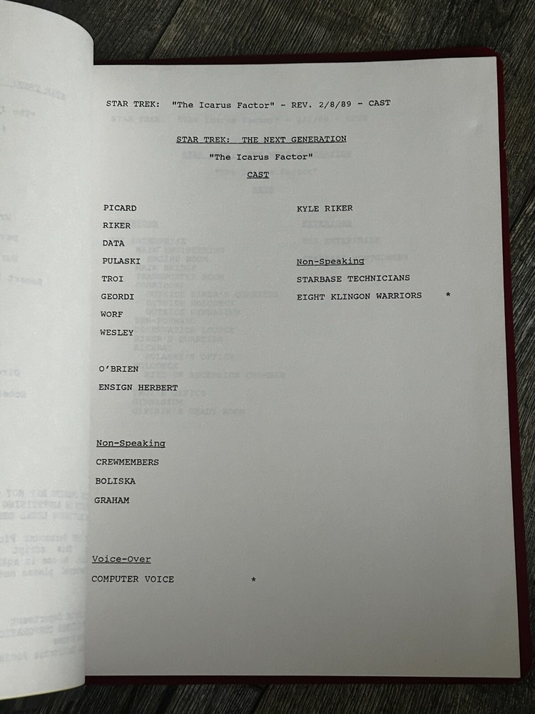 STAR TREK Script The Next Generation The Icarus Factor 2nd Revision Final Draft