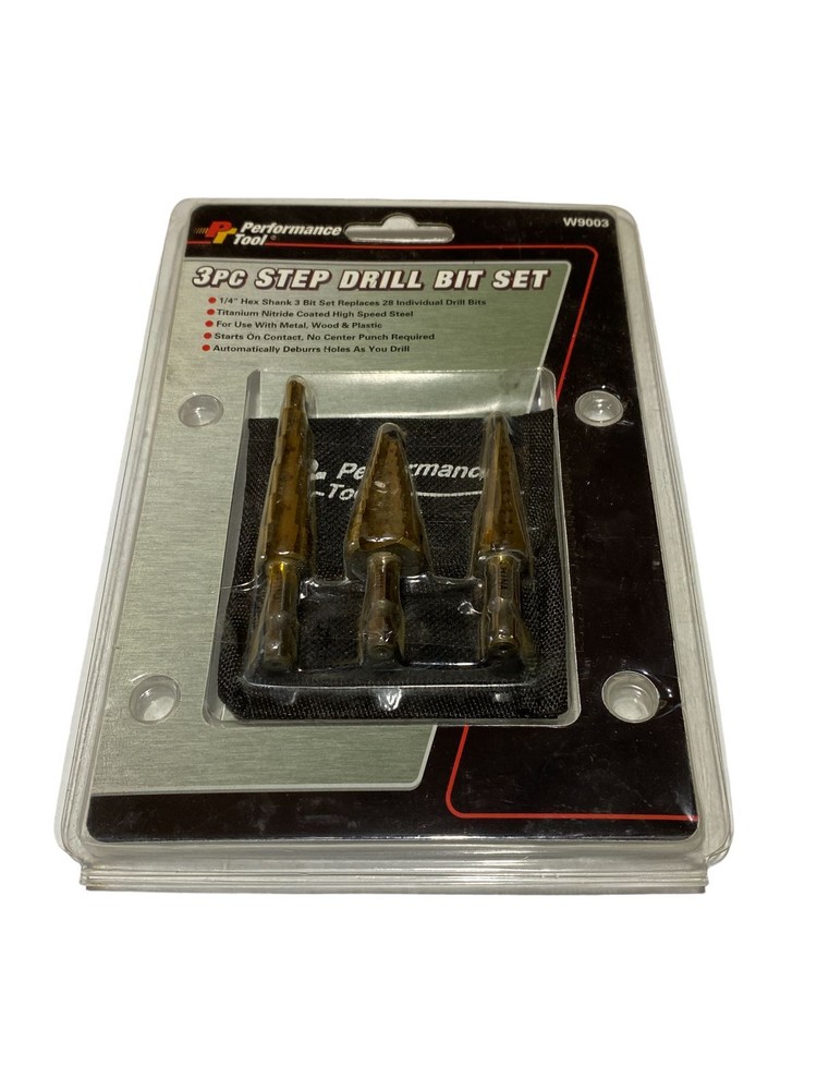 Performance Tool W9003 - 3 Pc Step Drill Set - New