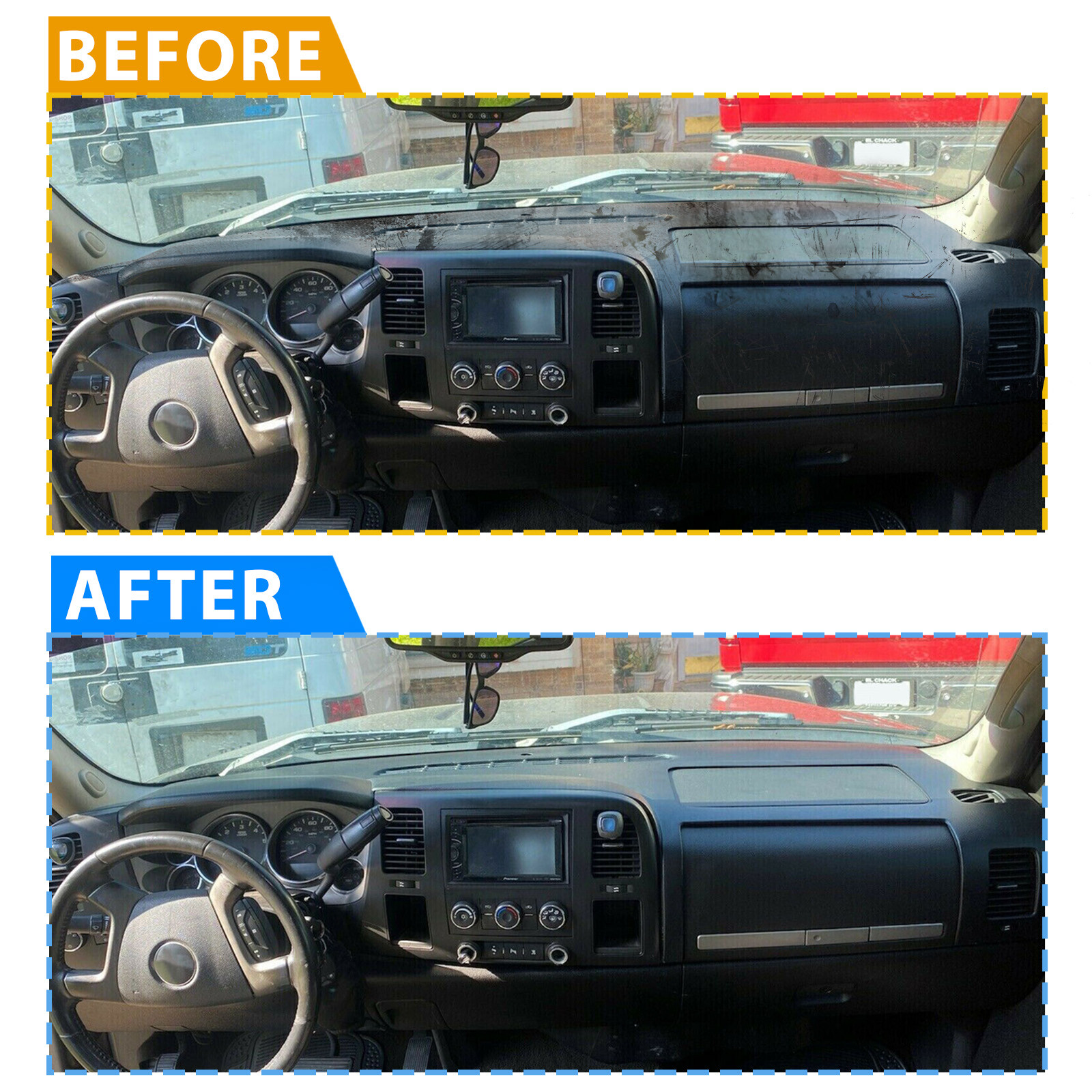 Black Dash Cover For 2007-2014 Silverado 1500 LS LT 1-Piece Textured Overlay