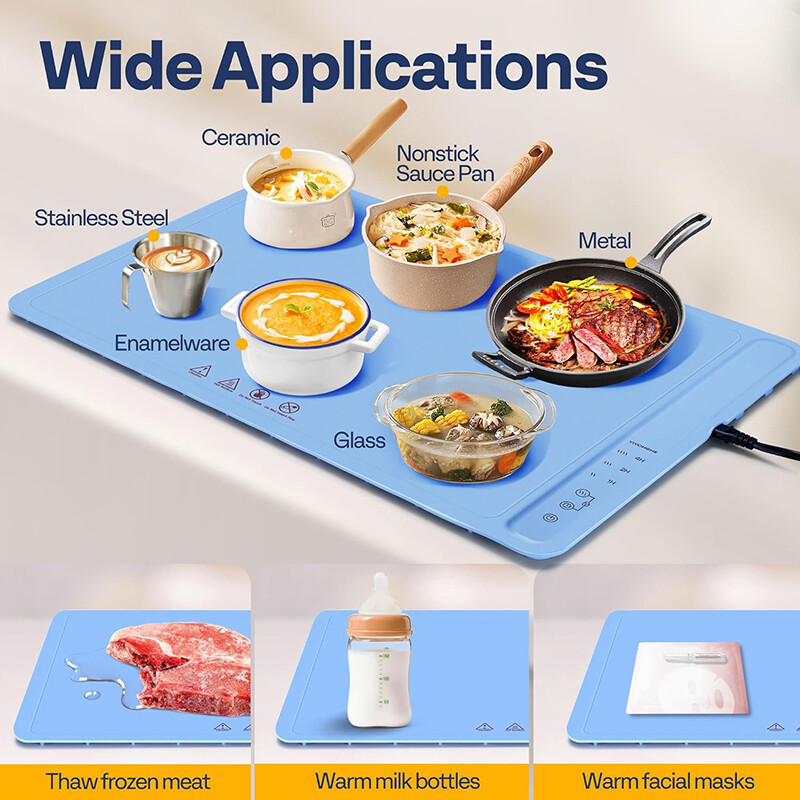 Electric Warming Tray Rollable Buffet Food Warming Mat with 3 Temp Control Timer