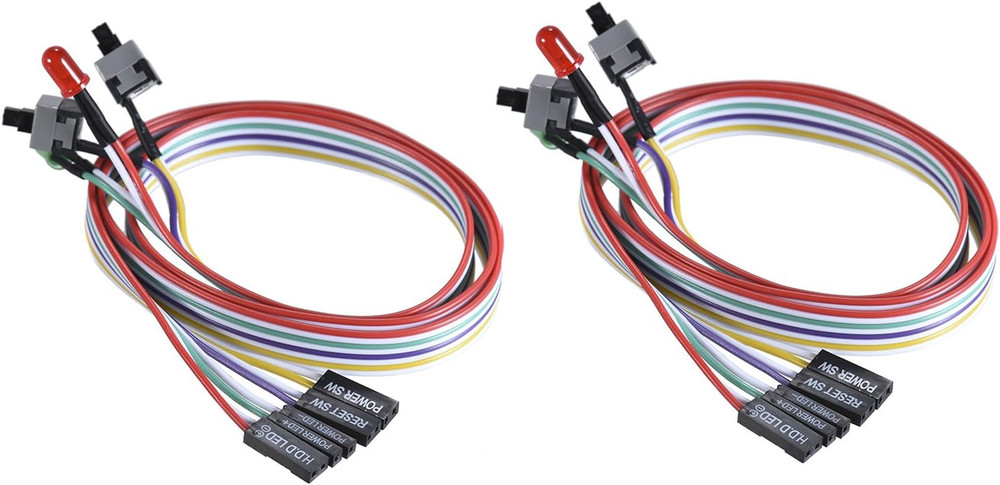 2 Pack Desktop Computer Case Motherboard On/Off/Reset/Hdd Switch Power Cord PC