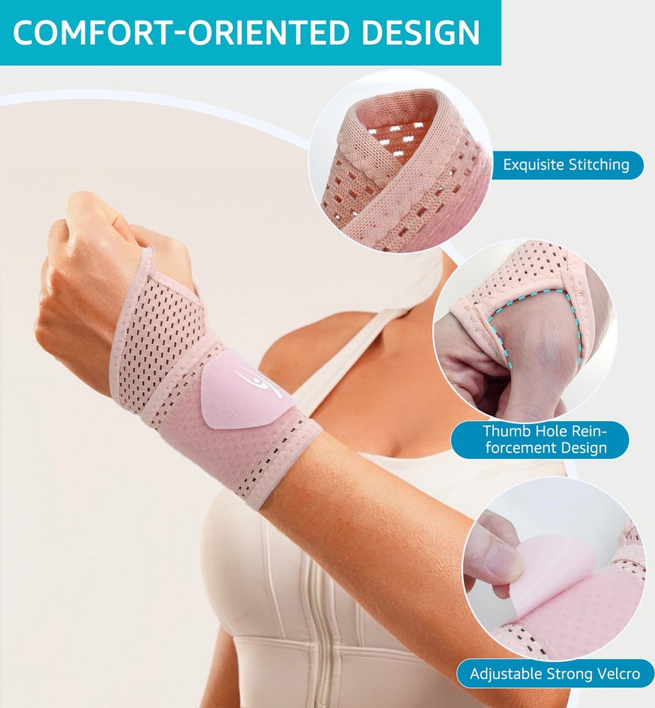 2-Pack Ultra-Thin Mesh Wrist Wraps - Breathable, Adjustable Wrist Support for...