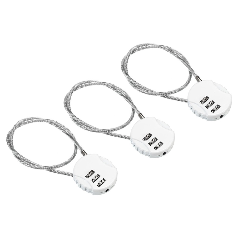 Small Combination Block 14.9", 3pcs 3 Digit Luggage Lock, White