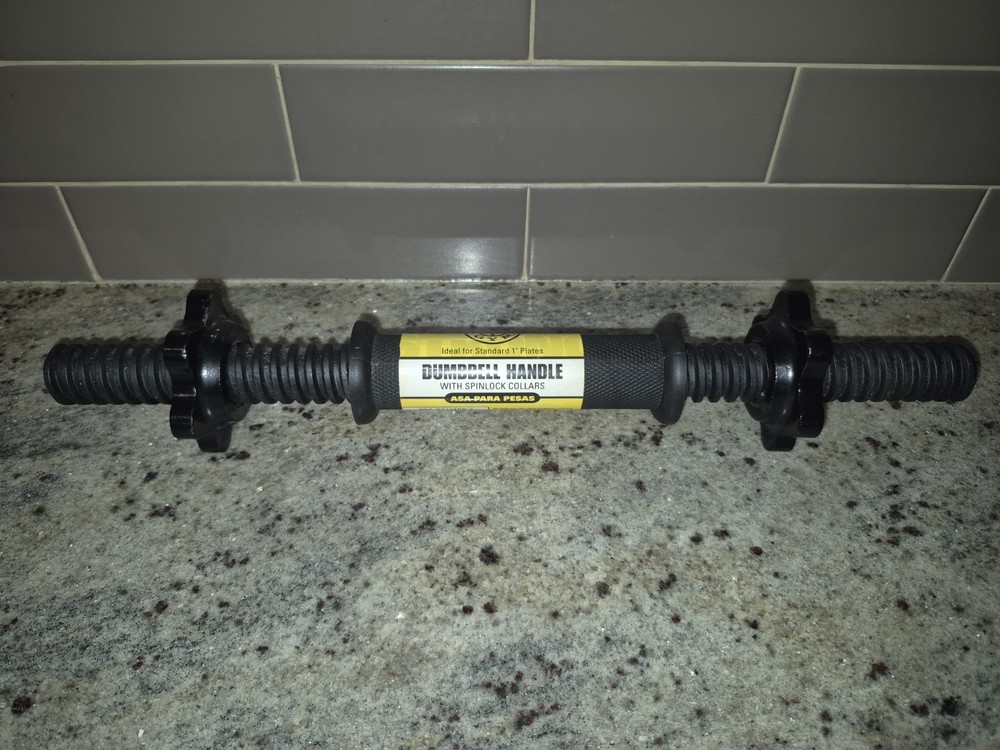 Golds Gym Dumbbell Handle 14” Standard 1” Threaded Spinlock Collars