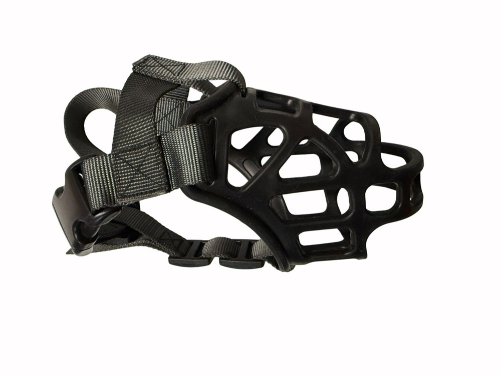Medium Dog Muzzle Basket Adjustable Nylon Rubber Black 5.5" Border Collie