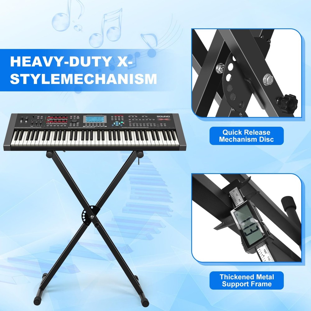Height Adjustable Keyboard Stand With Quick Release Mechanism - Double X Fold...