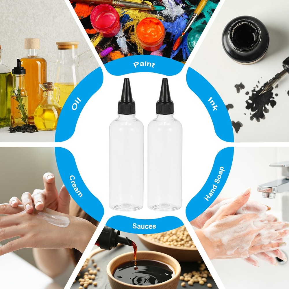 Plastic Applicator Bottle, 6 Pcs 3.4oz(100ml) Leak Proof Refillable Empty Dis...