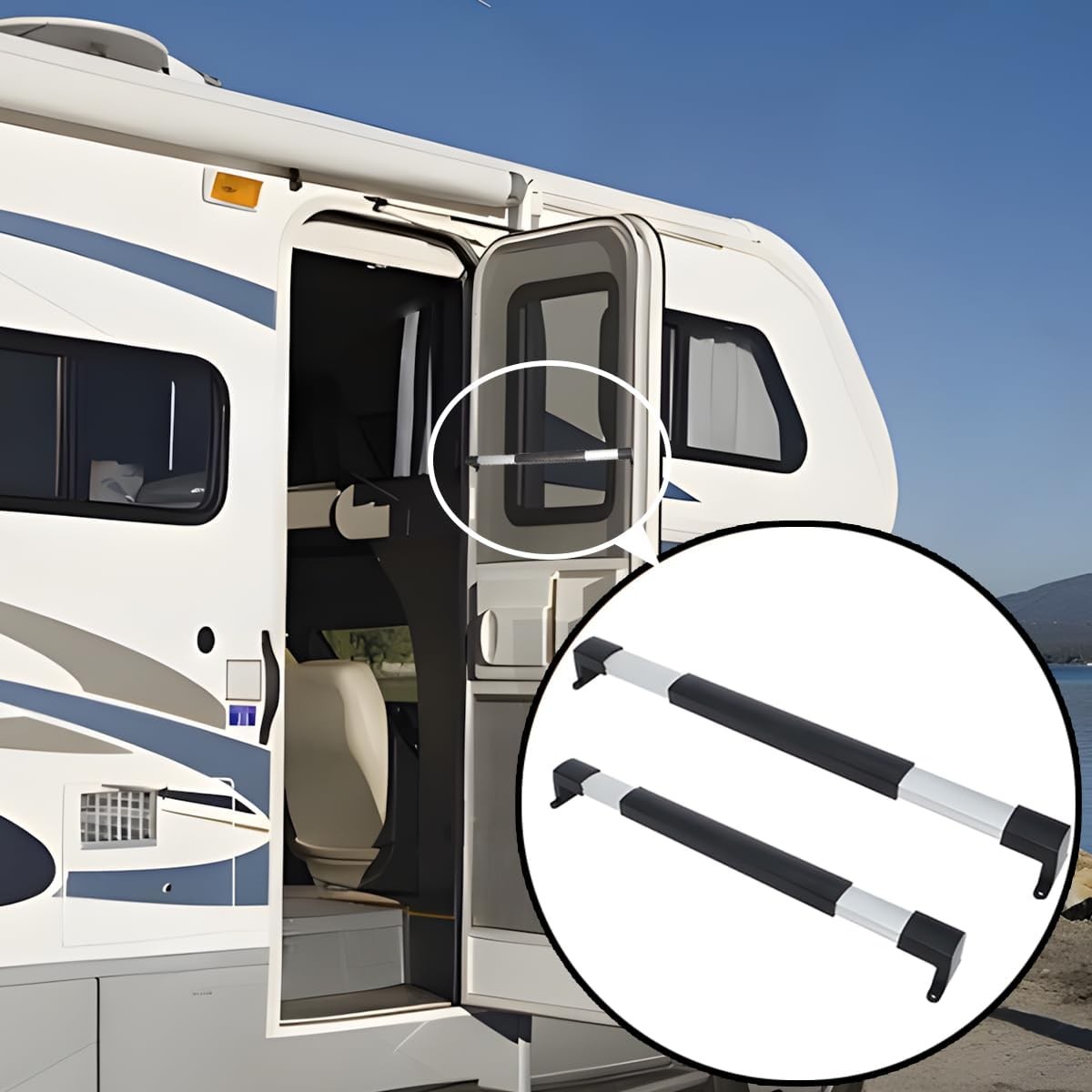RV Screen Door Cross Bar Handle, Non-Slip Grip Adjustable from 21-5/8 to 28-5/8