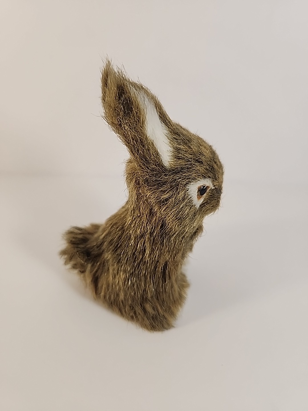 Vintage Realistic Rabbit Bunny Figure Easter Spring Faux Fur 4" Brown