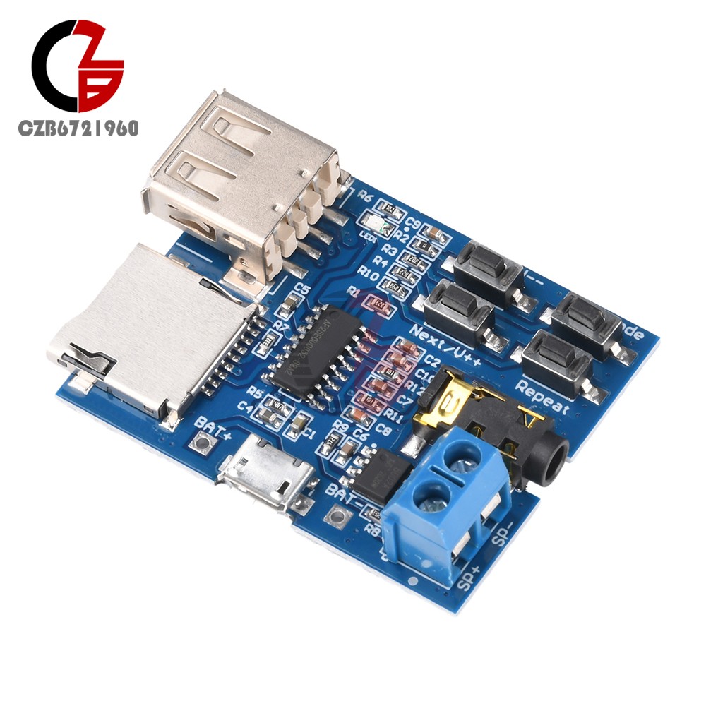 2PCS 3W MP3 Decoder Board Micro USB TF Card Audio Player Mono Amplifier Decoding